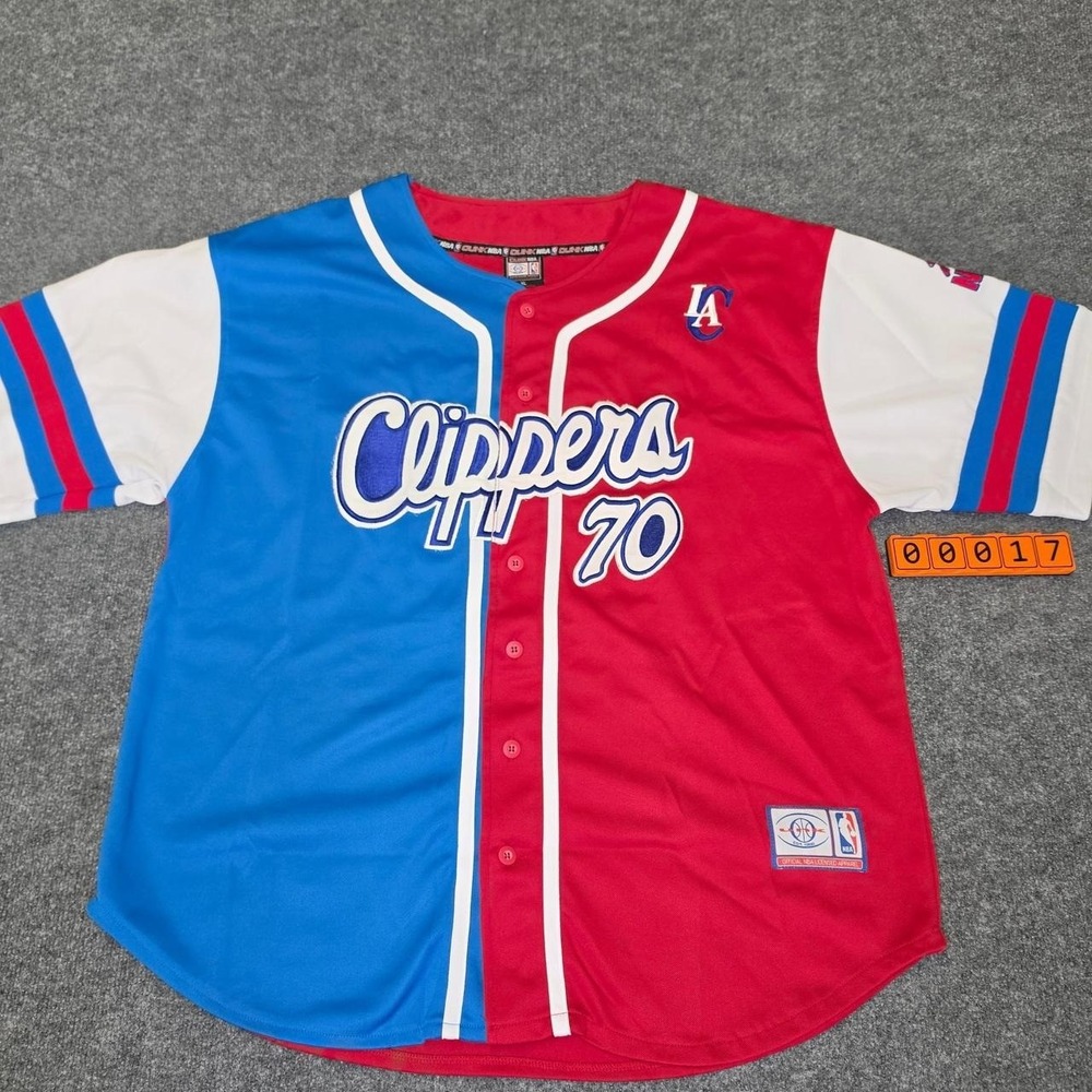 NBA LA Clippers jersey with blue and red color-blocked design. Size XL